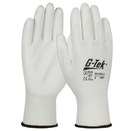 Gants doublure polyester polyurethane blanc - Lot de 12 - G-TEK - 33-FG313