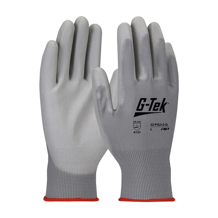 Gants doublure polyester polyurethane gris - Lot de 12 - G-TEK - 33-FG313/G
