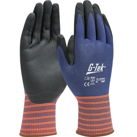 Gants doublure polyester/spandex nitrile mousse Blue & Orange - Lot de 12 - G-TEK - 34-425NEO