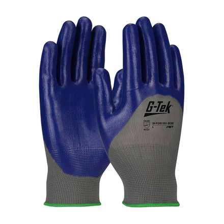 Gants doublure polyester nitrile gris - G-TEK - Lot de 12 - 34-FGN1001/BOB