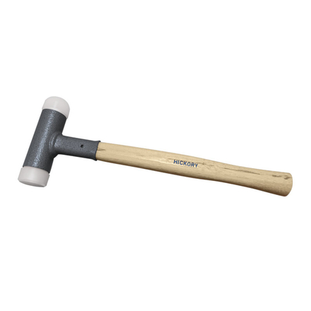 MAILLET SANS REBOND Ø30 MM 1 EMBOUT NYLON PLAT 1 ARRONDI MANCHE HICKORY - JOUANEL INDUSTRIE - MARAR30R