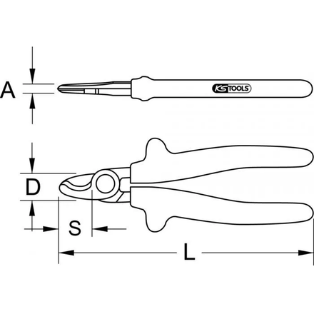 Pince coupe-câbles isolée 1000V, Ø14 mm - L.195 mm KSTOOLS - 1121286