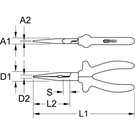 Pince à bec demi-rond isolée, L.205 mm KSTOOLS - 1121291