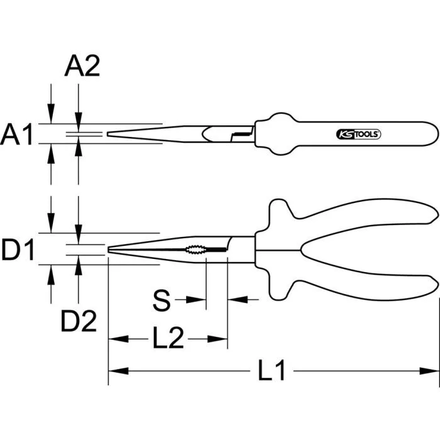 Pince à bec demi-rond isolée, L.205 mm KSTOOLS - 1121291