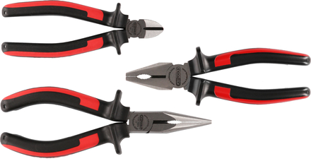 Jeu de 3 pinces KS, coupante L.165 mm, universelle L.180 mm, becs demi-rond L.21 KS TOOLS - 115.1010
