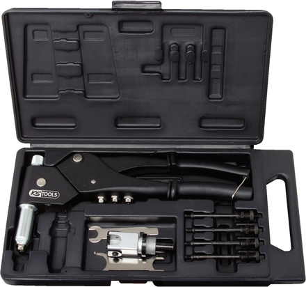 Coffret de pinces à rivets, écrous aveugles (insert) et chevilles tête pivotante KS TOOLS - 150.9610
