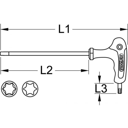 Clé mâle TORX® tête sphérique à poignée en T, T27 KSTOOLS - 1512759