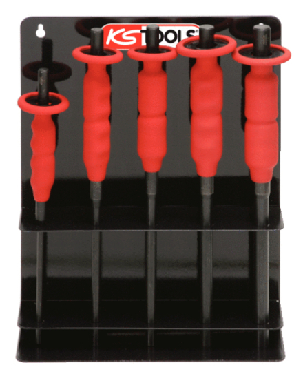 Présentoir de 5 chasse axes brunie avec poignée grip , 6-8-10-12-14 mm- KS TOOLS - 156.0020