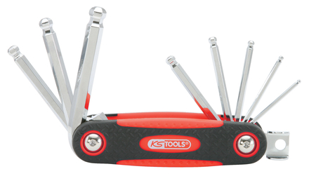 Jeu de 8 clés mâles 6 pans à tête sphérique sur monture KS TOOLS - 158.3520