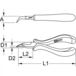 Pince électronique à bec coudé demi-rond strié, 140 mm KSTOOLS - 5007071