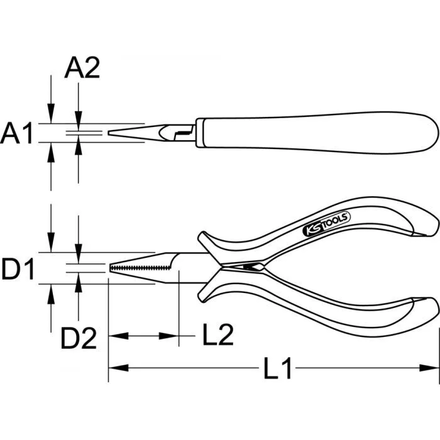 Pince électronique à bec plat, 130 mm KSTOOLS - 5007075