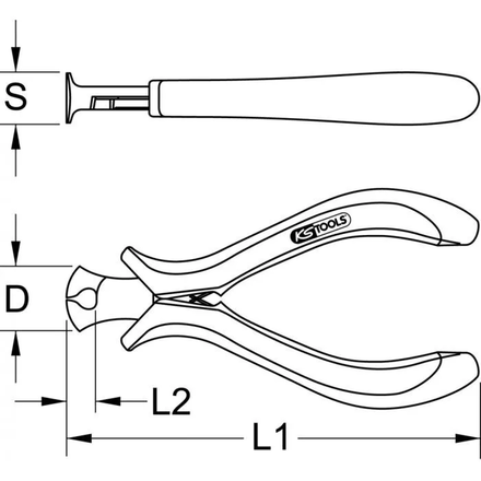 Pince électronique coupante frontale avec bec long finement biseauté, 125mm KSTOOLS - 5007098