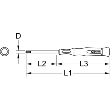 Tournevis éléctronique 6 pans à tête sphérique, 1,3 mm KSTOOLS - 5007779