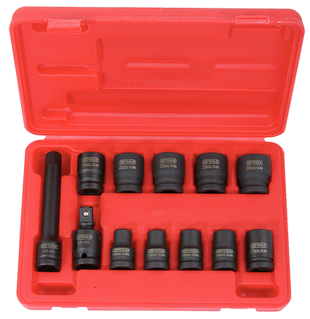 Coffret de douilles à chocs 6 pans 1/2'' - 10 douilles, cardan, rallonge- 12pcs KS TOOLS - 515.0112
