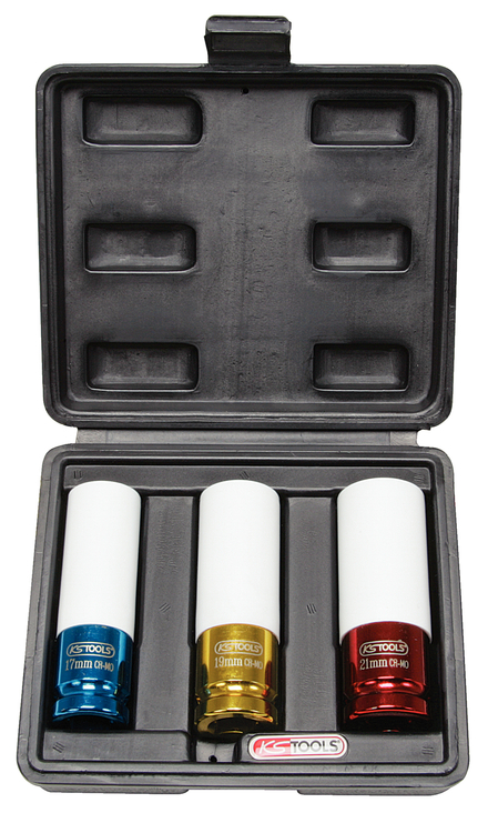 Jeu de 3 douilles à chocs pour jantes aluminium, 17, 19, 21 mm KS TOOLS - 515.1005