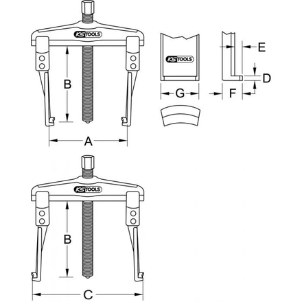 Extracteurs universels à deux griffes fines, 20-90 mm KSTOOLS - 6200023