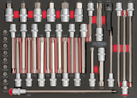 Module d'embouts longs pour la mécanique 1/4'' - 1/2'', 38 pièces KS TOOLS - 712.5038