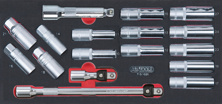 Module de douilles longues et accessoires 1/2'', 17 pièces KS TOOLS - 713.1026