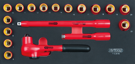 Module de douilles et accessoires isolés 1000V, 18 pièces KS TOOLS - 713.2018