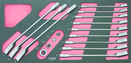 Module de clés mixtes à cliquet réversible GEARplus® avec adaptateurs, 16 pièces KS TOOLS - 713.2027