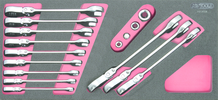 Module de clés mixtes à cliquet à tête inclinable à verrouillage GEARplus® avec adaptateurs, 16 pcs KS TOOLS - 713.2028