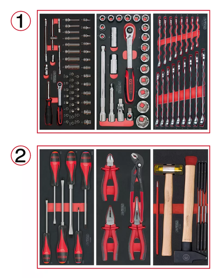 Composition d'outils 2 tiroirs pour servante, 114 pièces KS TOOLS - 714.0114