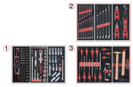 Composition d'outils 3 tiroirs pour servante, 158 pièces KS TOOLS - 714.0158