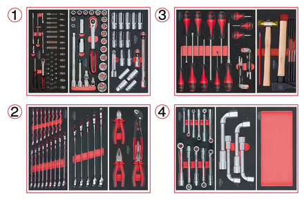 Composition d'outils 4 tiroirs pour servante, 173 pièces KS TOOLS - 714.0173