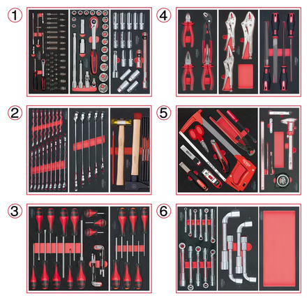 Composition d'outils 6 tiroirs pour servante, 202 pièces KS TOOLS - 714.0202