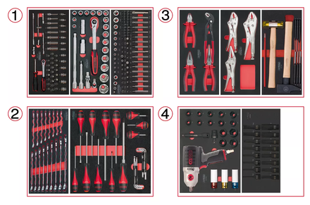 Composition d'outils 4 tiroirs pour servante, 263 pièces KS TOOLS - 714.0263