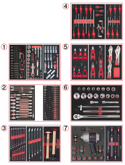 Composition d'outils 7 tiroirs pour servante, 337 pièces KS TOOLS - 714.0337