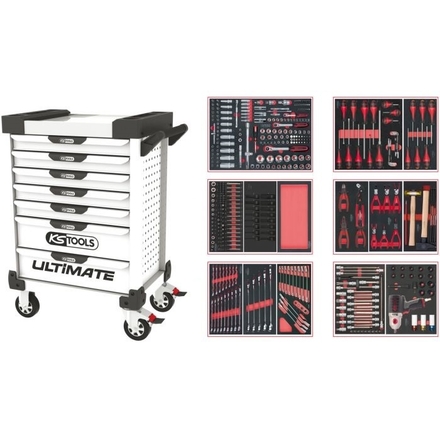 Servante ULTIMATE blanche 7 tiroirs équipée de 429 outils KS TOOLS - 803.7425