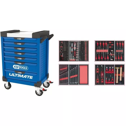 Servante ULTIMATE bleue 7 tiroirs équipée de 241 outils KS TOOLS - 804.7241