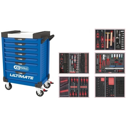 Servante ULTIMATE bleue 7 tiroirs équipée de 283 outils KS TOOLS - 804.7283