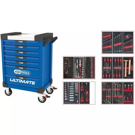 Servante ULTIMATE bleue 7 tiroirs équipée de 311 outils KS TOOLS - 804.7311