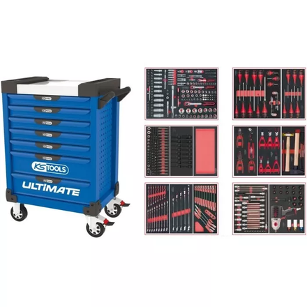 Servante ULTIMATE bleue 7 tiroirs équipée de 429 outils KS TOOLS - 804.7425
