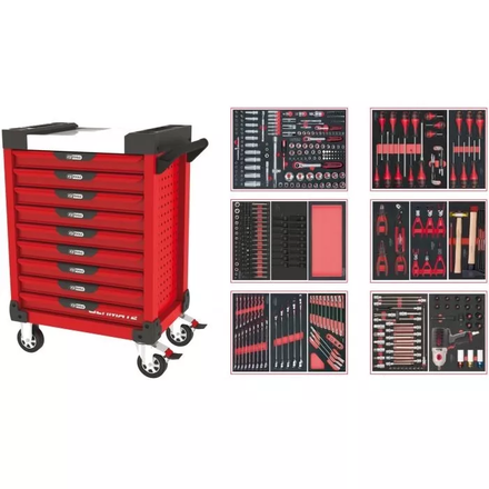 Servante ULTIMATE rouge 9 tiroirs équipée de 429 outils KS TOOLS - 809.9425