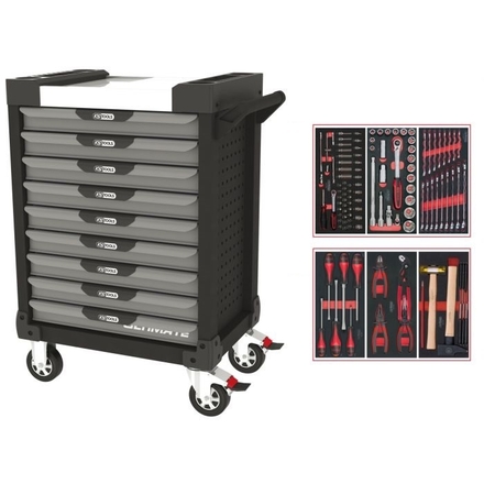 Servante ULTIMATE grise et noire 9 tiroirs équipée de 114 outils KS TOOLS - 816.9114