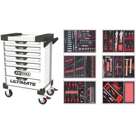 Servante ULTIMATE verte 7 tiroirs équipée de 114 outils KS TOOLS - 817.7114