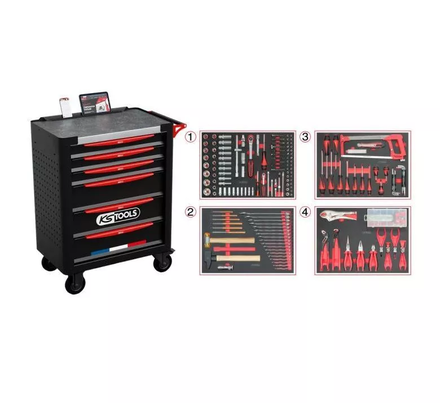 Servante d'atelier 6 tiroirs équipée avec 265 outils KS TOOLS - 8246536F