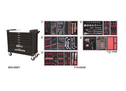 Servante ULTIMATE XL noire 7 tiroirs équipée de 354 outils KSTOOLS - 8257331
