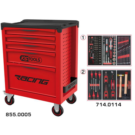Servante RACING 5 tiroirs équipée de 114 outils KSTOOLS - 855.5114
