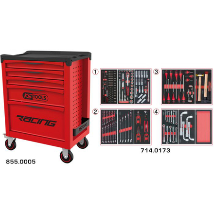 Servante RACING 5 tiroirs équipée de 173 outils KSTOOLS - 855.5173