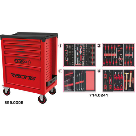 Servante RACING 5 tiroirs équipée de 241 outils KSTOOLS - 855.5241