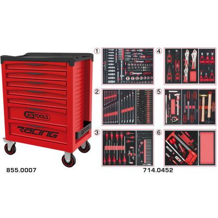 Servante RACING 7 tiroirs équipée de 455 outils KSTOOLS - 855.7452