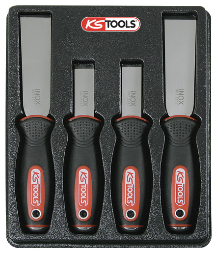 Jeu de 4 grattoirs à lame inox KS TOOLS - 907.2210