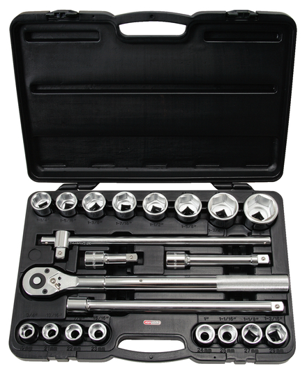 Coffret de douilles 6 pans métriques et accessoires 3/4'', 21 pièces KS TOOLS - 911.0721