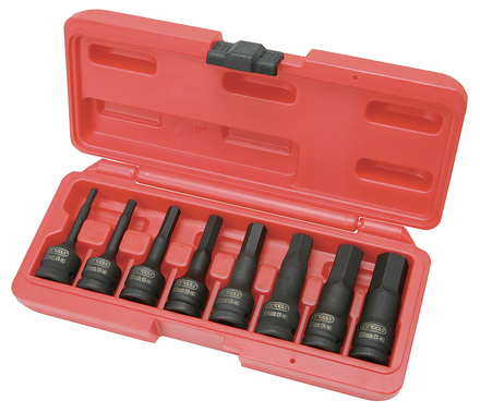 Jeu de douilles mâles à chocs 6 pans 1/2'', L.75 mm - 8 pcs KS TOOLS - 911.0902