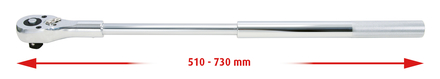 Cliquet téléscopique 3/4'' - 24 dents - L.510 à 730 mm KS TOOLS - 911.3490