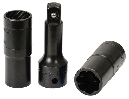 Jeu de douilles à chocs écrous abîmés 1/2'', 17, 19 mm + rallonge KS TOOLS - 913.1280